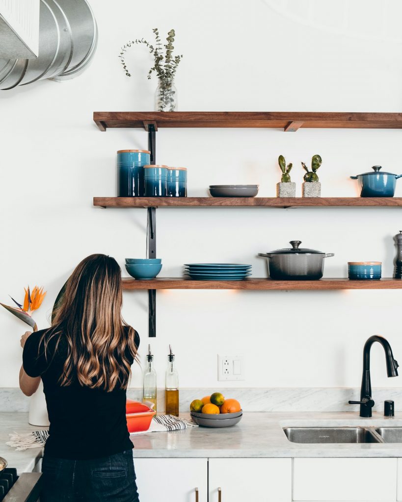 Kitchen remodel and design. Open shelves